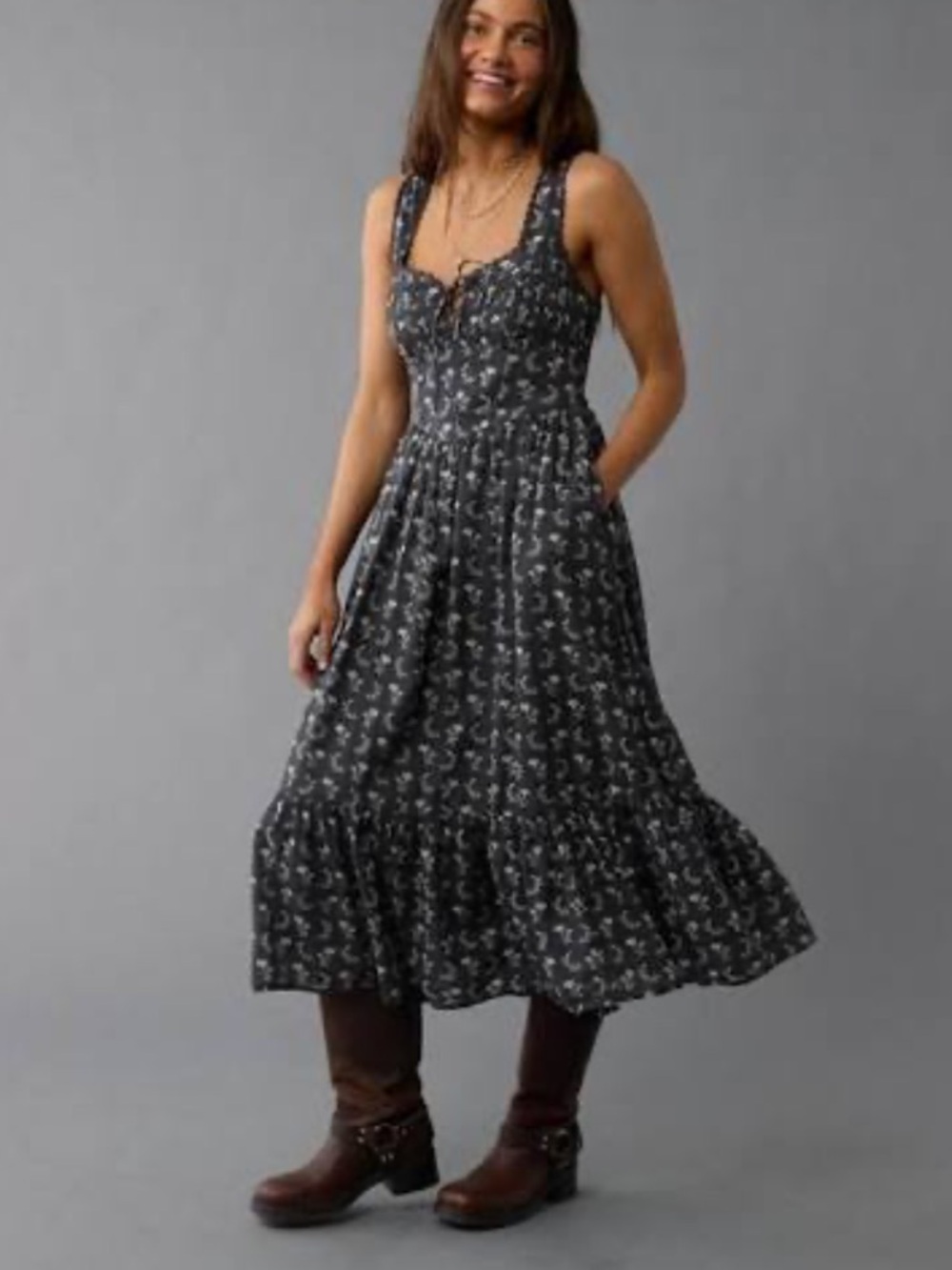 American Eagle Corset Midi Dress